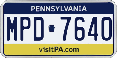 PA license plate MPD7640