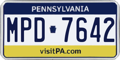 PA license plate MPD7642
