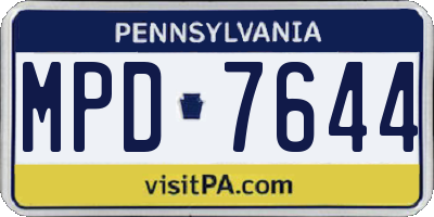 PA license plate MPD7644