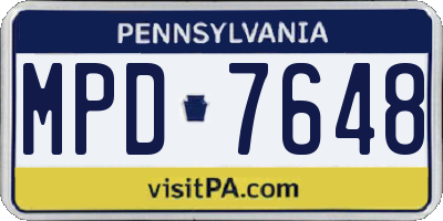 PA license plate MPD7648