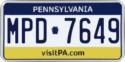 PA license plate MPD7649