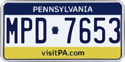 PA license plate MPD7653