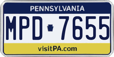 PA license plate MPD7655