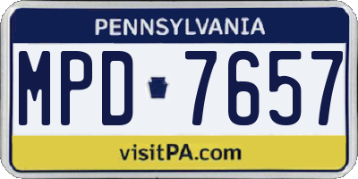 PA license plate MPD7657