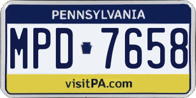 PA license plate MPD7658