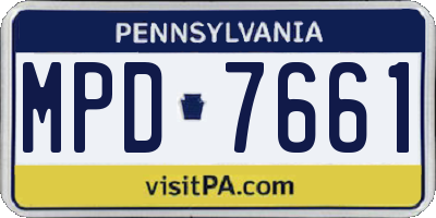 PA license plate MPD7661