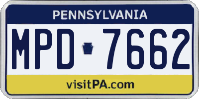 PA license plate MPD7662