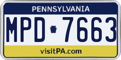 PA license plate MPD7663