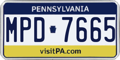 PA license plate MPD7665
