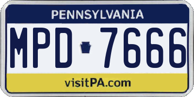 PA license plate MPD7666