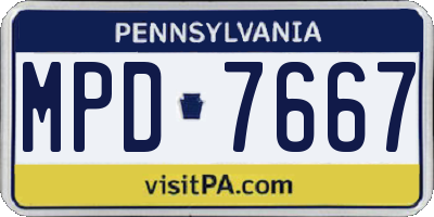 PA license plate MPD7667
