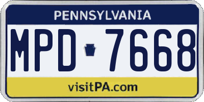 PA license plate MPD7668
