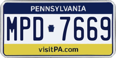 PA license plate MPD7669