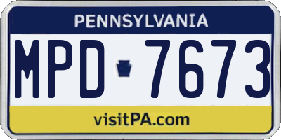 PA license plate MPD7673
