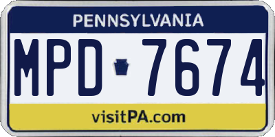 PA license plate MPD7674