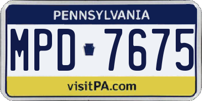 PA license plate MPD7675