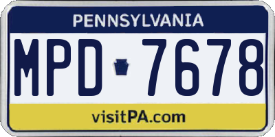 PA license plate MPD7678