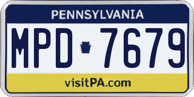 PA license plate MPD7679