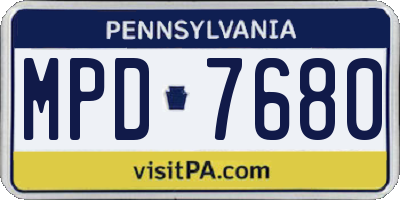 PA license plate MPD7680