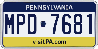 PA license plate MPD7681