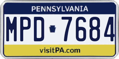PA license plate MPD7684