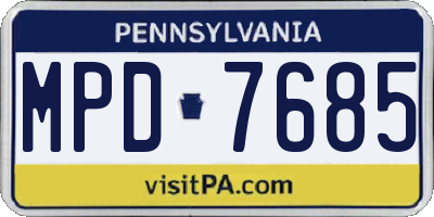 PA license plate MPD7685