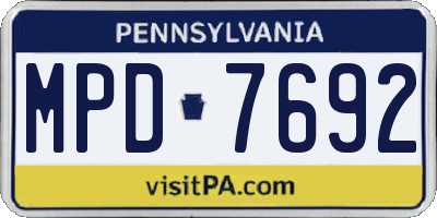 PA license plate MPD7692