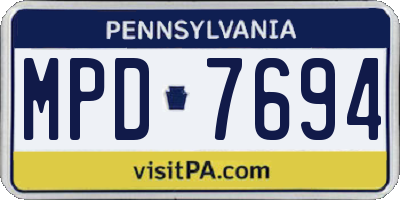 PA license plate MPD7694