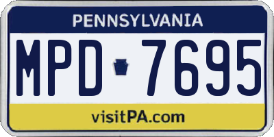 PA license plate MPD7695