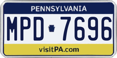PA license plate MPD7696