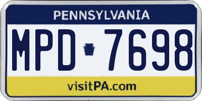 PA license plate MPD7698
