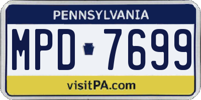 PA license plate MPD7699