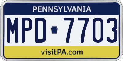 PA license plate MPD7703