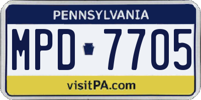 PA license plate MPD7705