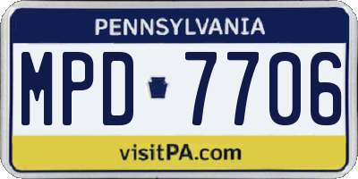 PA license plate MPD7706