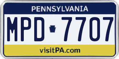 PA license plate MPD7707