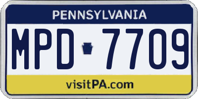 PA license plate MPD7709