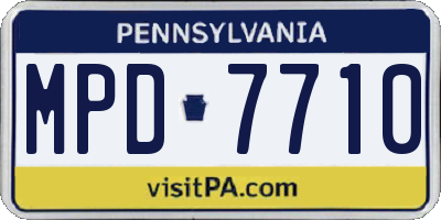 PA license plate MPD7710