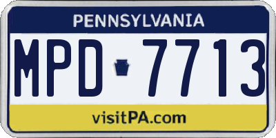 PA license plate MPD7713