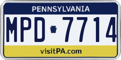 PA license plate MPD7714