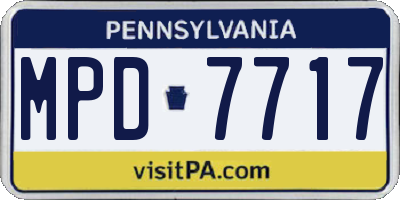 PA license plate MPD7717