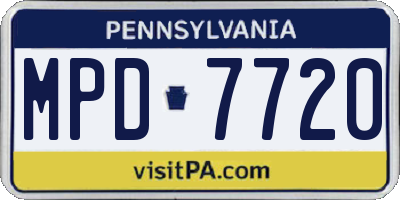 PA license plate MPD7720