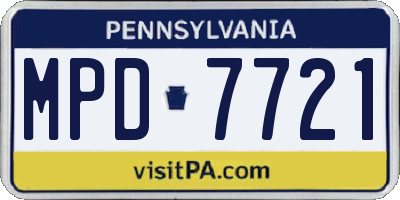 PA license plate MPD7721