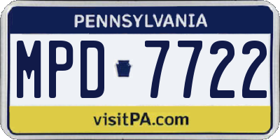 PA license plate MPD7722