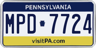 PA license plate MPD7724