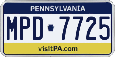 PA license plate MPD7725