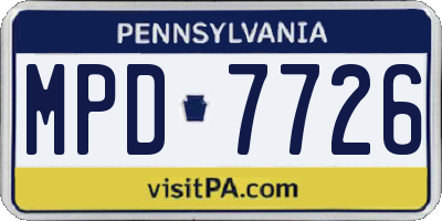 PA license plate MPD7726