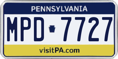 PA license plate MPD7727