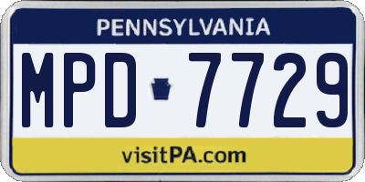 PA license plate MPD7729