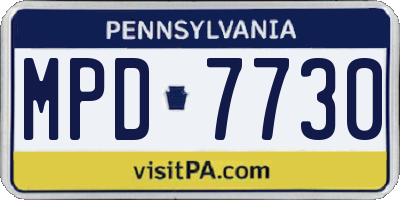 PA license plate MPD7730